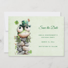 Reserva La Fecha Frog with Green Hat and Shamrock Cute