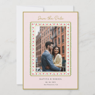 Reserva La Fecha Frontera de flores en acuarela Foto Guarde la Fech