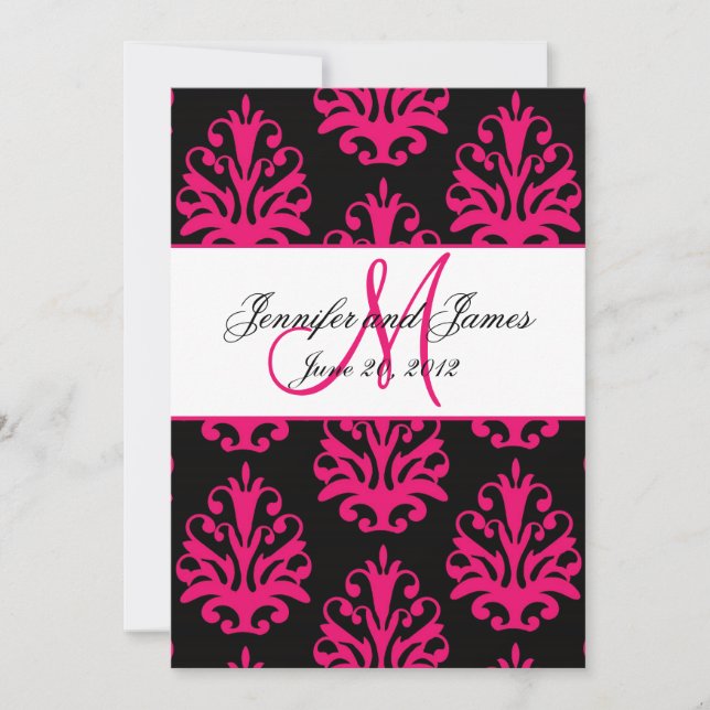 Reserva La Fecha Fuchsia Black Paisley Wedding Save the Date (Anverso)