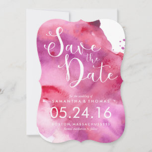 Reserva La Fecha Fuchsia y Purple Watercolor Guardar la fecha