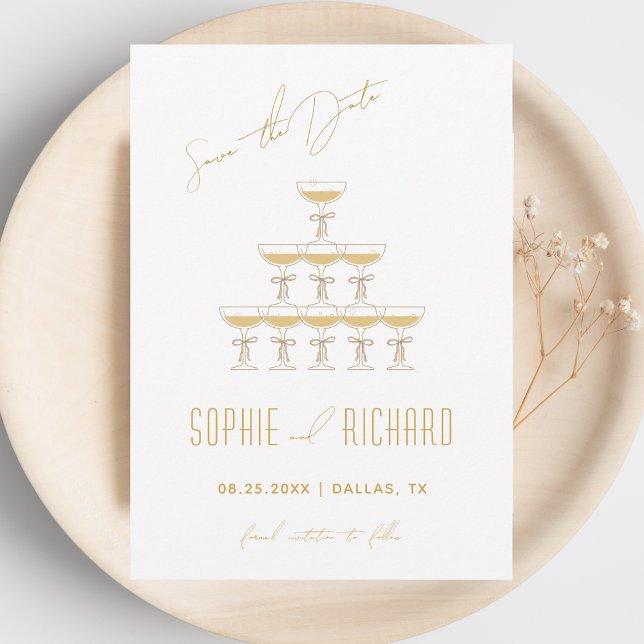 Reserva La Fecha Fuente de Torre de Champán con Cinta para Boda de  (Subido por el creador)