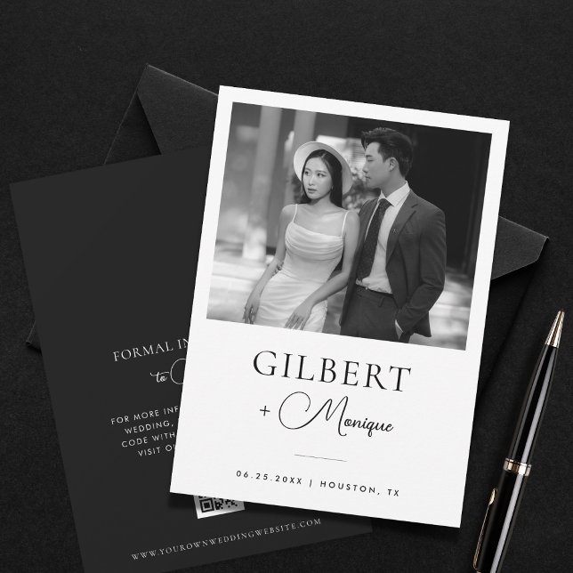 Reserva La Fecha Fuentes opuestas Código QR Foto Bodas Blanco Negro (Subido por el creador)