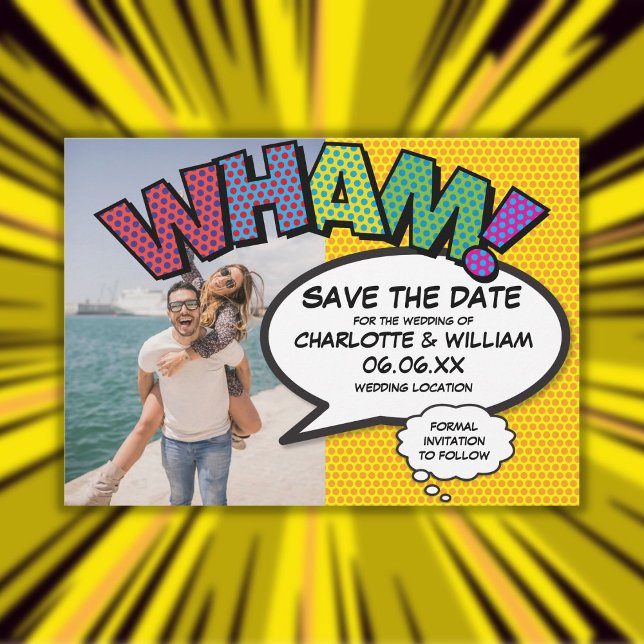 Reserva La Fecha Fun Modern Comic WHAM Photo (Fun Modern Comic WHAM Photo Save The Date)