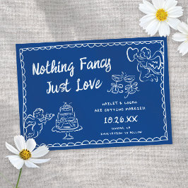 Reserva La Fecha Funky Modern Nothing Fancy Hand Drawn Blue Boda
