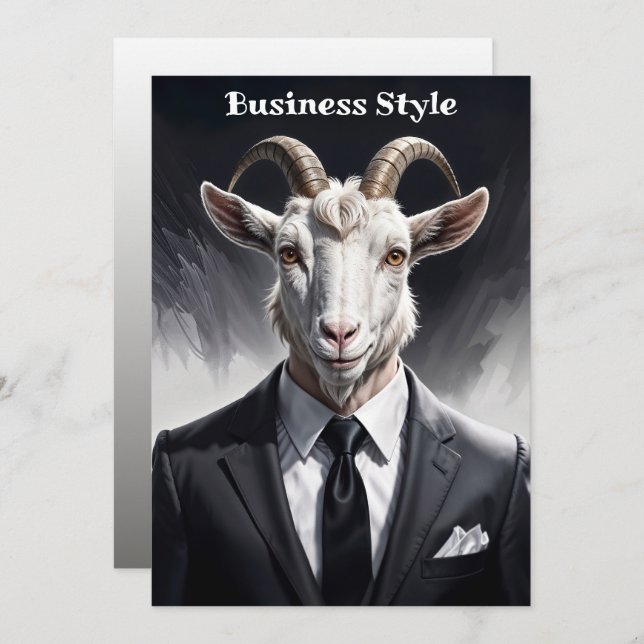 Reserva La Fecha Funny animal boss surreal suited goat character (Anverso / Reverso)