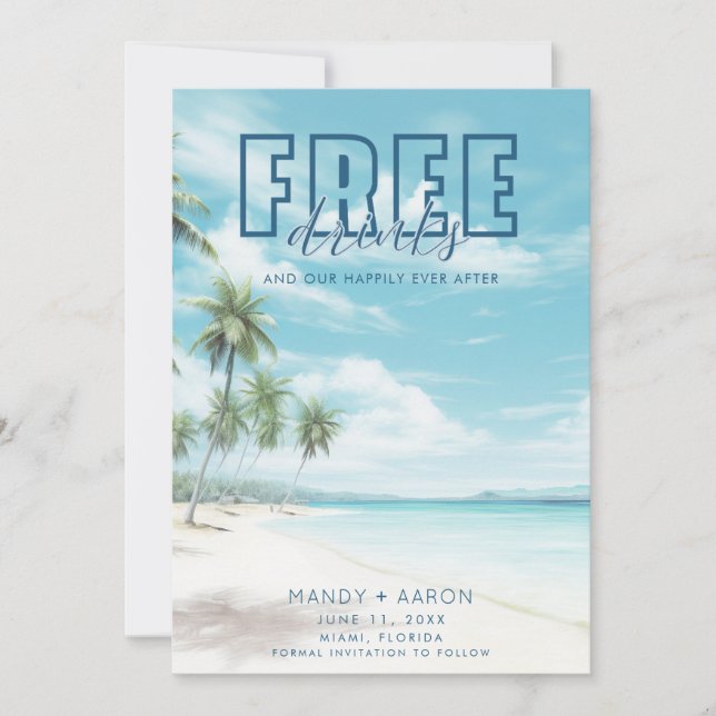 Reserva La Fecha Funny Beach Wedding Photo Save the Date (Anverso)