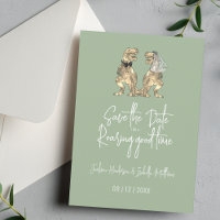 Funny Boda de dinosaurios Sage Green