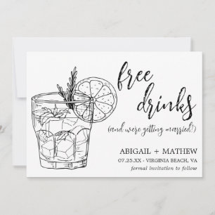 Reserva La Fecha Funny Modern Cocktail Sketch Trendy Photo Boda
