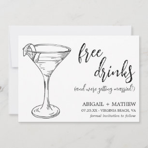 Reserva La Fecha Funny Modern Cocktail Sketch Trendy Photo Boda