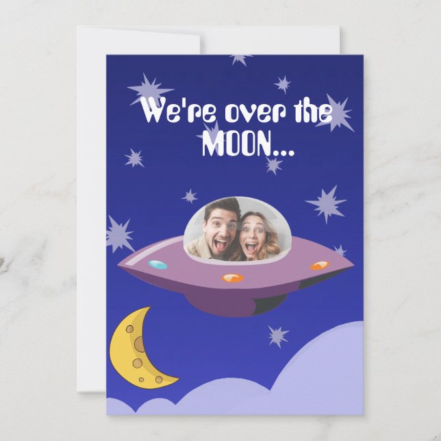 Reserva La Fecha Funny Photo Spaceship We're Over The Moon Save The (Anverso)