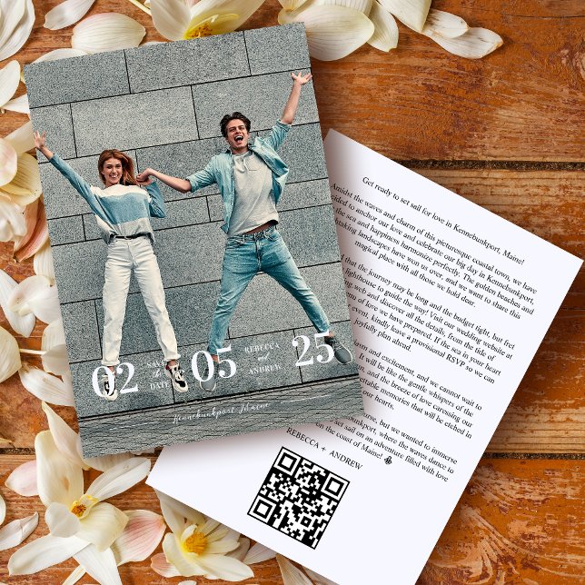 Reserva La Fecha Funny & Stylish Unmatched Wedding Photo Card (Fun & Stylish Unmatched Wedding Photo Card Save the Date with Envelope. )