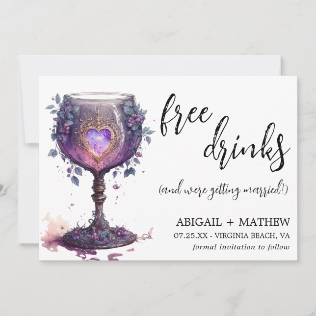 Reserva La Fecha Funny Whimsical Romantic Goblet Photo Boda (Anverso)