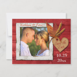 Reserva La Fecha FUX Wood, hojas, corazón, trigo FOTO Save Date