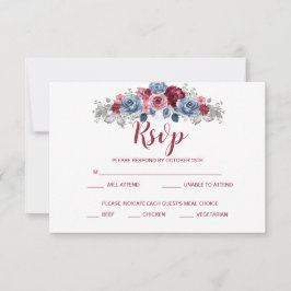 Reserva La Fecha Gabinete RSVP de Dusty Blue y Burgundy Wedding