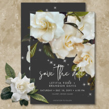 Gardenias Blancas Modernas en Boda con Brillo Negr