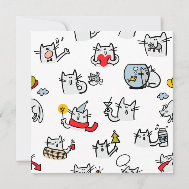 Reserva La Fecha Gatos divertidos, leche y magia. (Anverso)