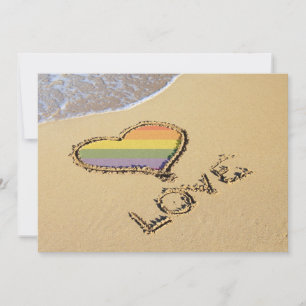 Reserva La Fecha Gay Rainbow Love Heart In the Sand