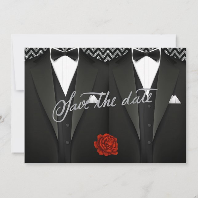 Reserva La Fecha Gay Save the Date con Tuxedo (Anverso)