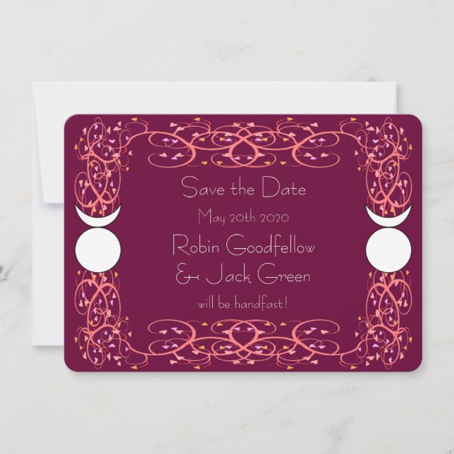 Reserva La Fecha Gay Wiccan Boda Red Save the Date Card (Anverso)