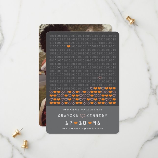 Reserva La Fecha Geek Programado Para Amar Código Binario Guardar F (Anverso/Reverso In Situ)