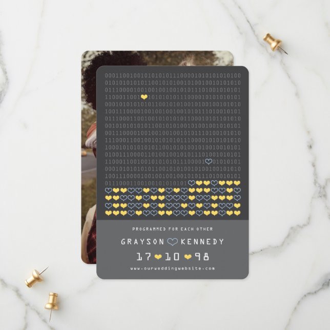 Reserva La Fecha Geek Programado Para Amar Código Binario Guardar F (Anverso/Reverso In Situ)