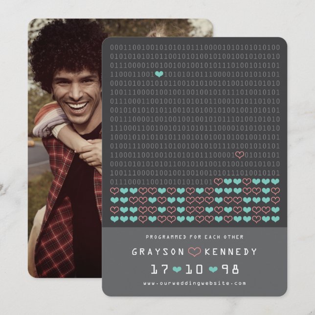 Reserva La Fecha Geek Programado Para Amar Código Binario Guardar L (Anverso / Reverso)