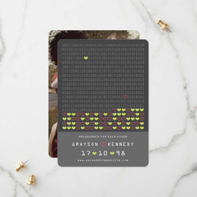 Reserva La Fecha Geek Programado Para Amar Código Binario Guardar L (Anverso/Reverso In Situ)