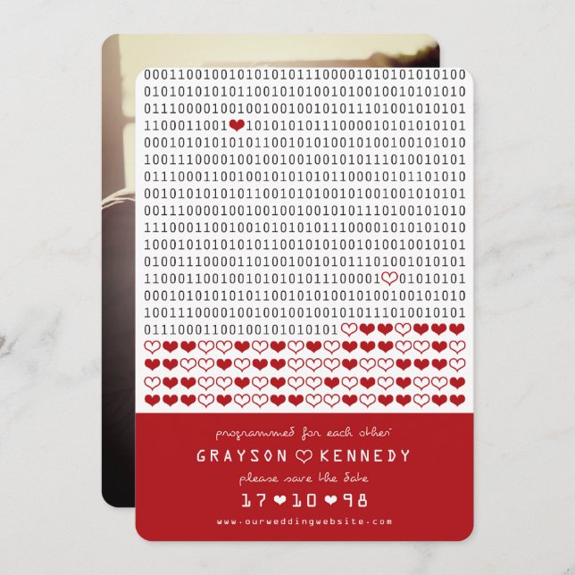 Reserva La Fecha Geek Programado Para Amor Simple Código Binario Fo (Anverso / Reverso)