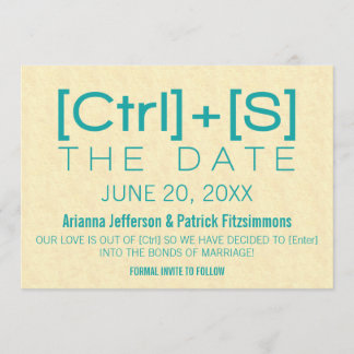 Reserva La Fecha Geeky Typography Save the Date, Verde azulado