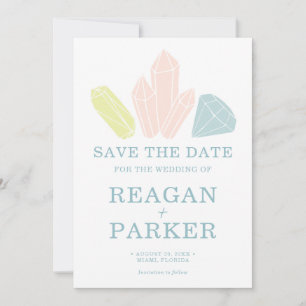 Reserva La Fecha Gem Stones Pastel Blue Elegant Wedding