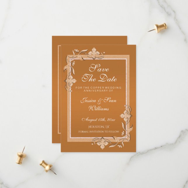 Reserva La Fecha Gema de cobre y sétimo aniversario de Boda Purpuri (Anverso/Reverso In Situ)