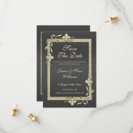 Reserva La Fecha Gema de oro y Purpurina 50.º Boda de oro