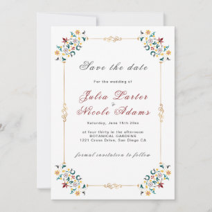 Reserva La Fecha Geometría Vintage Motivo Clásico Intrincado Boda