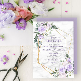 Reserva La Fecha Geométrica Lilac Lavender Gold Save the Date