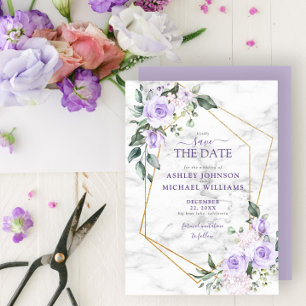 Reserva La Fecha Geométrica Lilac Lavender Gold Save the Date
