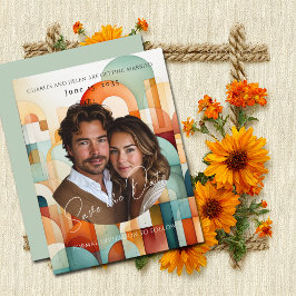 Reserva La Fecha Geométrica moderna Guardar la fecha, imán fotográf