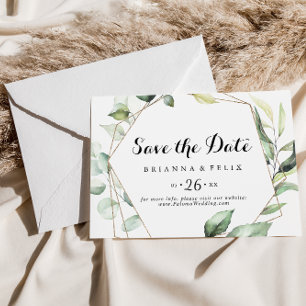 Reserva La Fecha Geométrico Elegante Boda horizontal de la vegetaci