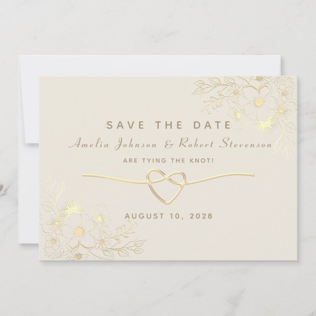 Reserva La Fecha Gilded Floral Gold Boda Save The Date (Anverso)