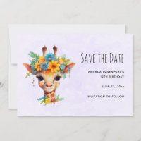 Giraffe cutánea con corona floral