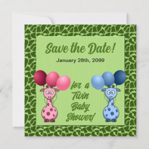Reserva La Fecha Giraffe Fraternal Twins Baby Shower