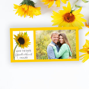 Reserva La Fecha Girasol amarillo en la boda blanca salva la fecha