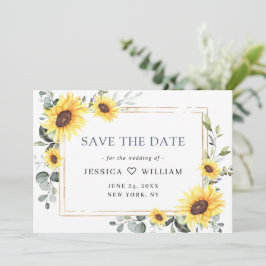 Reserva La Fecha Girasoles De Acuarela Elegantes Boda De Eucalipto