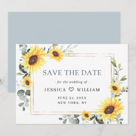 Reserva La Fecha Girasoles De Acuarela Elegantes Boda De Eucalipto