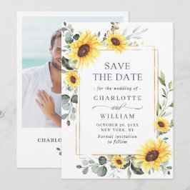 Reserva La Fecha Girasoles De Acuarela Elegantes Boda De Eucalipto