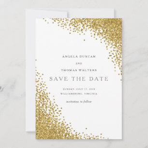 Reserva La Fecha Glam Gold Confetti Dots Save the Date Card