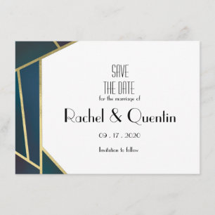 Reserva La Fecha Glam Gold Geometric Art Deco Wedding Save The Date