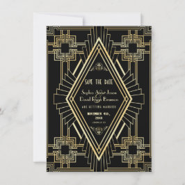 Reserva La Fecha Glam Gold y Black Great Gatsby Save the Date