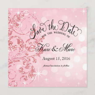 Reserva La Fecha Glamour Glitter Luxe Avisa la Fecha rosa helado