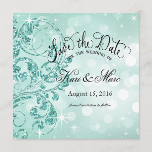 Reserva La Fecha Glamour Purpurina Luxe Save the Date menta