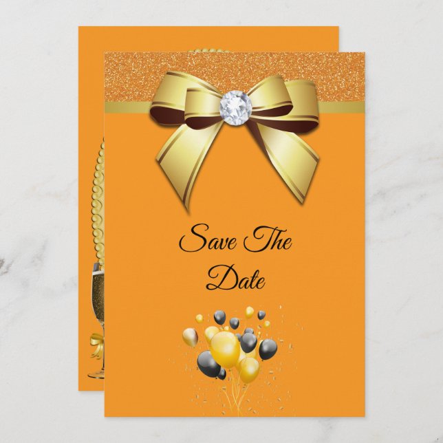 Reserva La Fecha Glamourous Elegance Birthday Party (Anverso / Reverso)